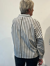 Daan blouse Washed olive stripe