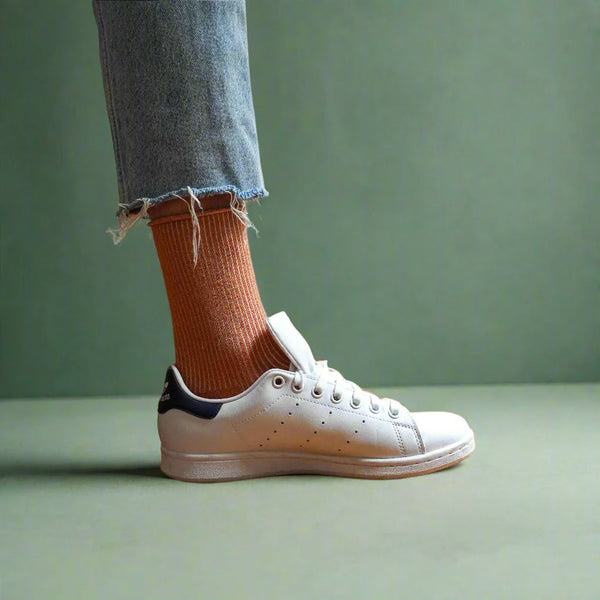 Glitter lurex socks - Terracotta