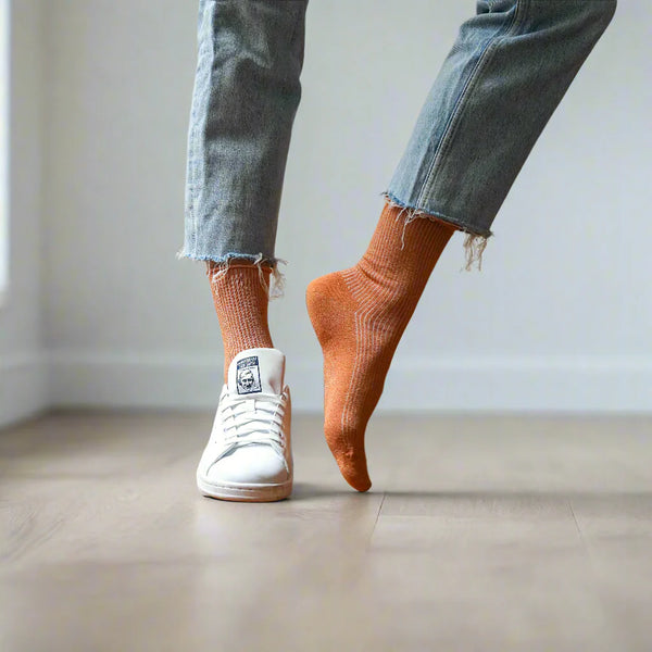 Glitter lurex socks - Terracotta