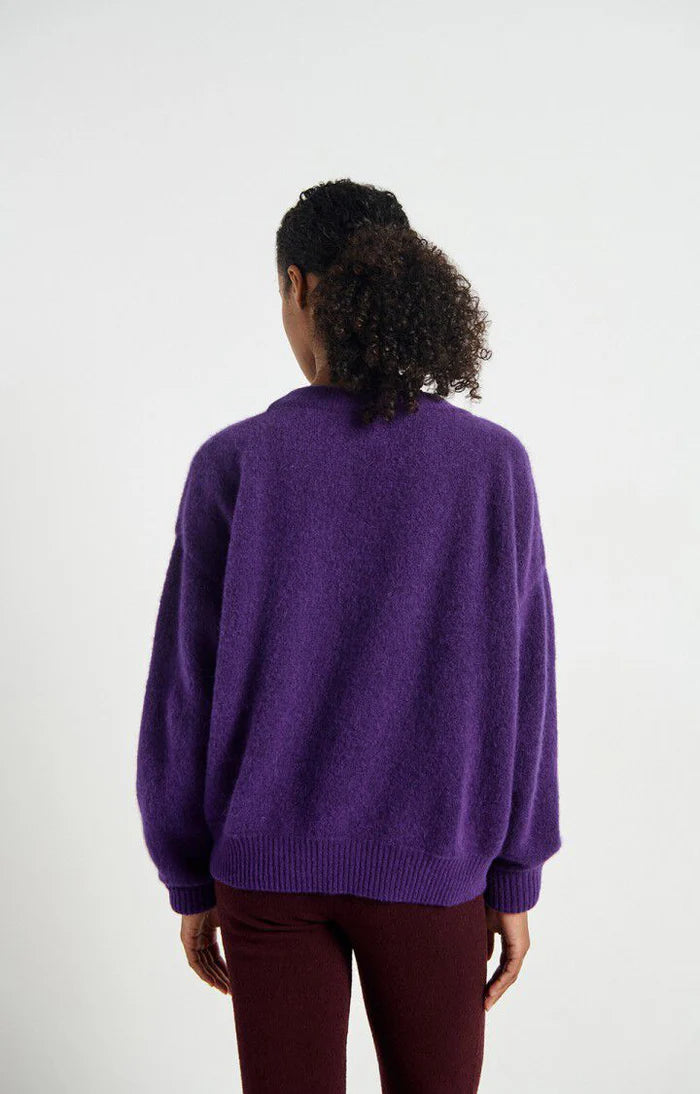 Vitow pull aubergine American Vintage aubergine trui detail