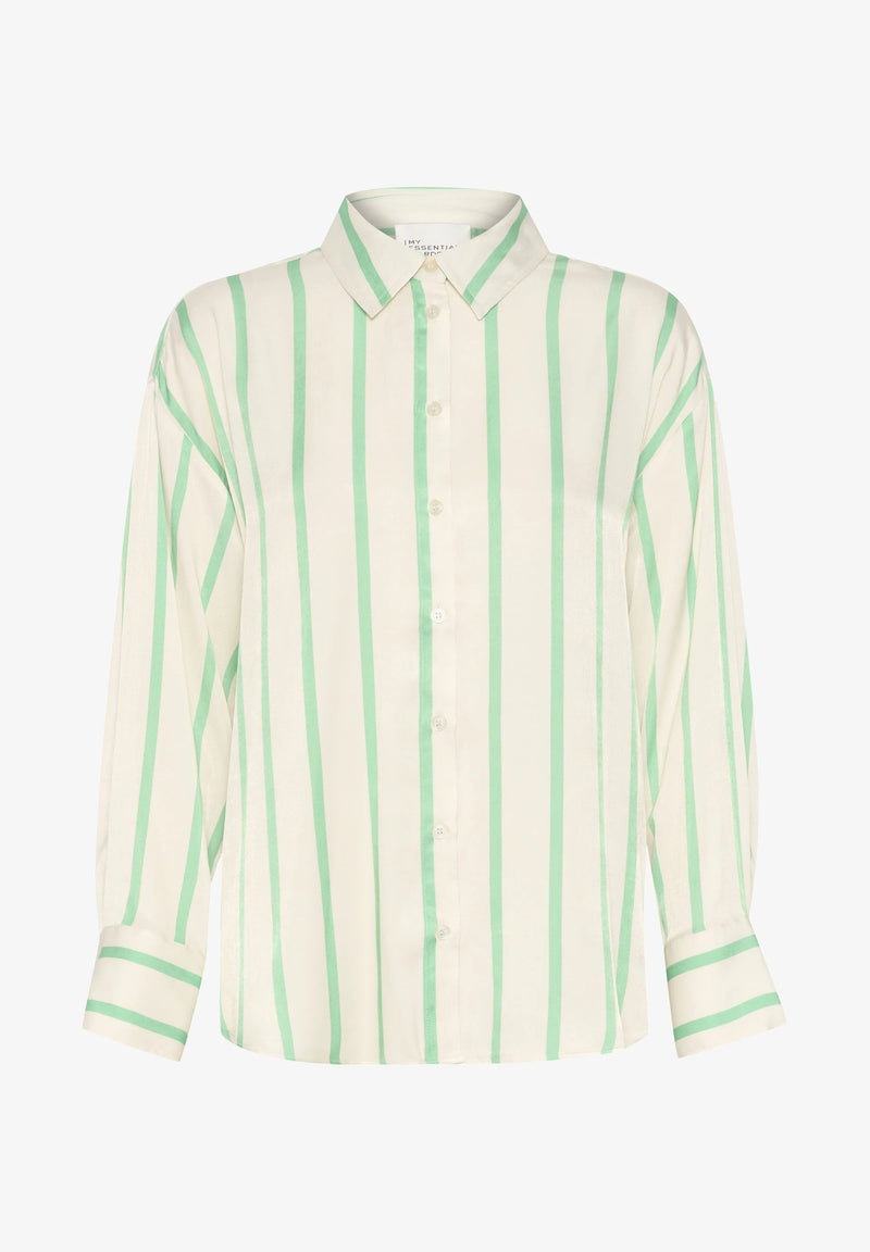 Mia shirt Off white Green stripe