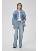 Mazie boxy mix shirt Light blue wash